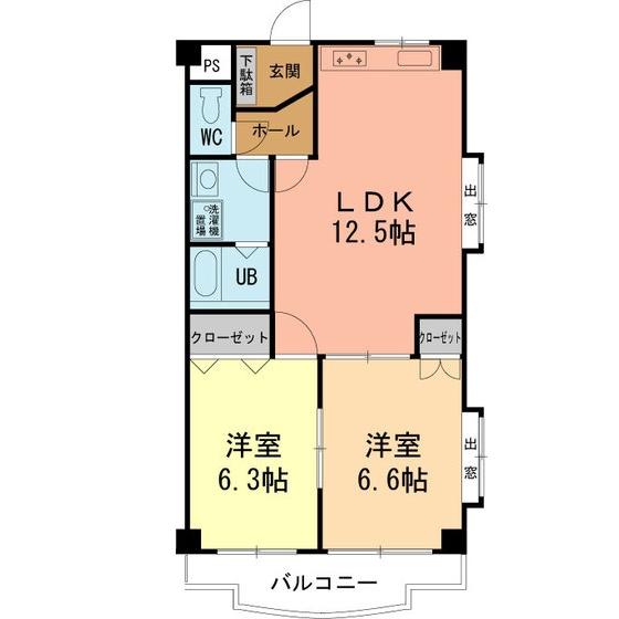 グローサーベア(2LDK/2階)の間取り写真