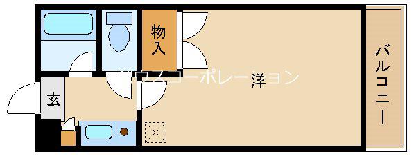 JR東海道本線 立花駅 徒歩9分 3階建 築31年(1K/2階)の間取り写真