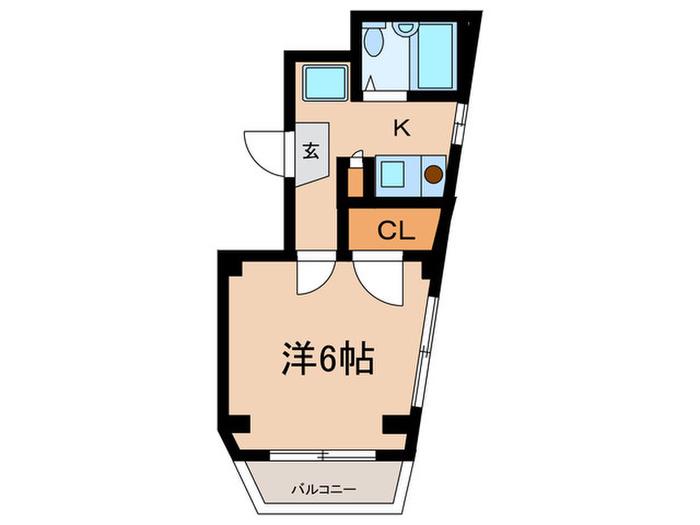 オクハウス(1K/2階)の間取り写真