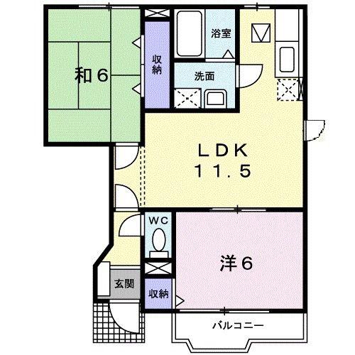 アンソレイエアピテ(2LDK/1階)の間取り写真