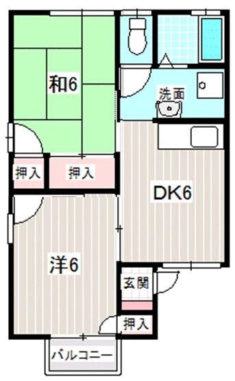 セジュールK&TI(2DK/1階)の間取り写真