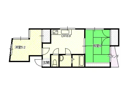 坂本コーポ(2DK/4階)の間取り写真