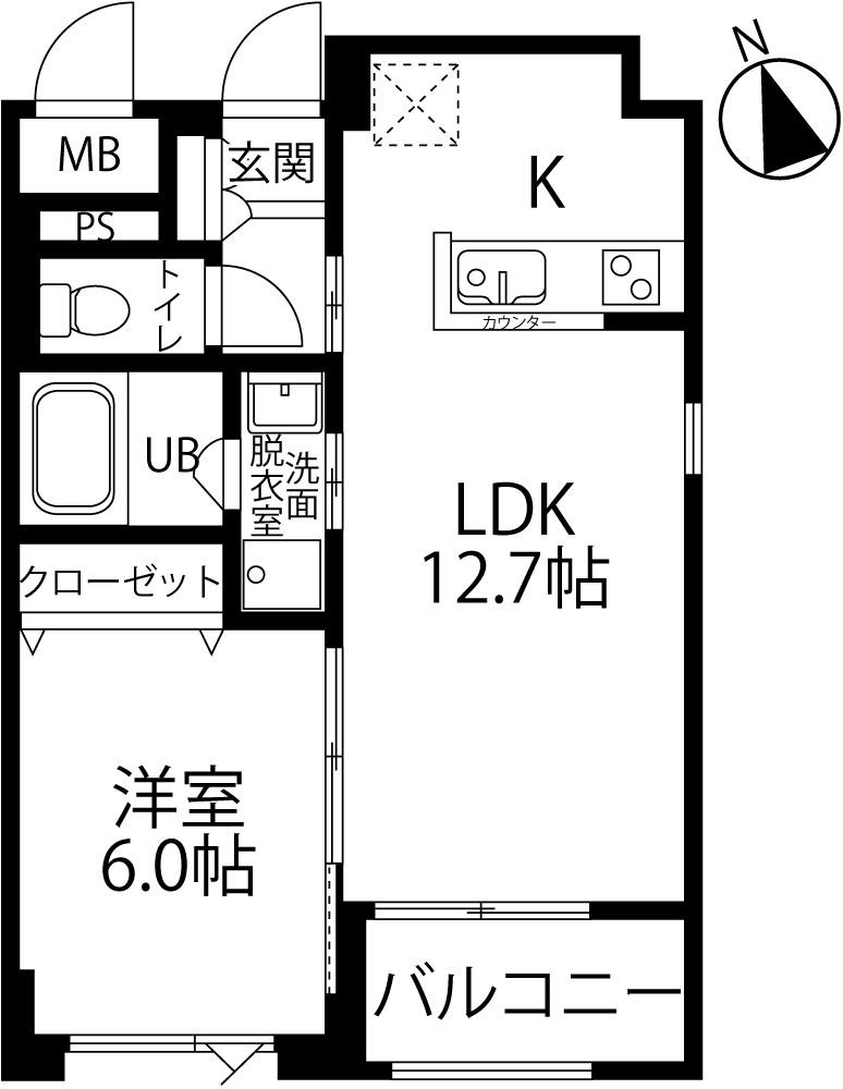 AREA TOKYO(1LDK/1階)の間取り写真