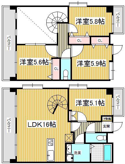 J-スクエア(4LDK/11階)の間取り写真