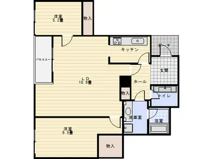 オリンピア千秋公園(2LDK/5階)の間取り写真
