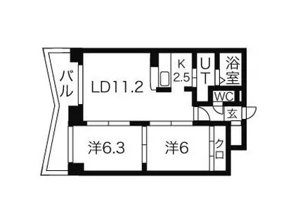 サイラム雅(2LDK/7階)の間取り写真