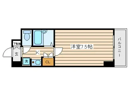 エクセリア文京池之端(1K/4階)の間取り写真