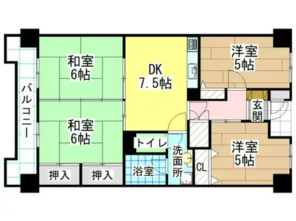 エクレール朽網II(4DK/8階)の間取り写真