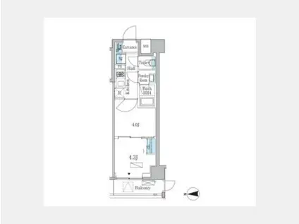 プライマル門前仲町(1DK/1階)の間取り写真