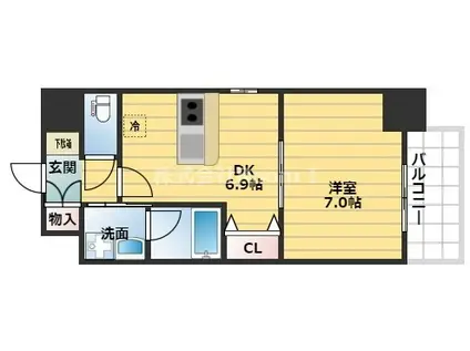 ISM谷町六丁目旧プライムアーバン安堂寺(1DK/8階)の間取り写真