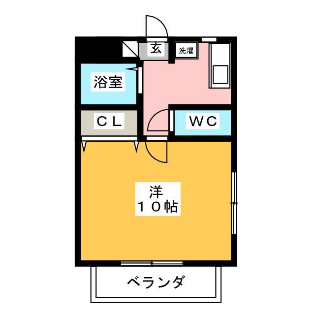 ふじハイム三山(1K/1階)の間取り写真