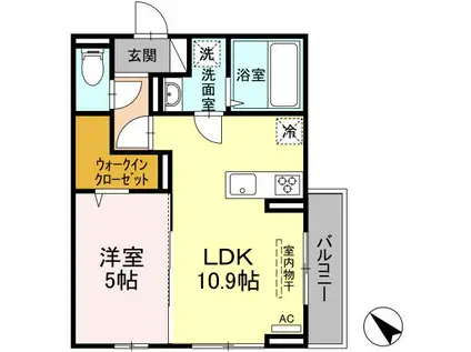 ヴィラ・シトラス沖野上I(1LDK/1階)の間取り写真