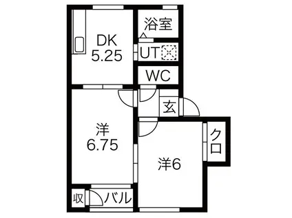 プレステージ(2DK/1階)の間取り写真