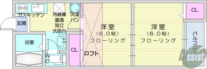 レジデンス紀庄(2K/2階)の間取り写真