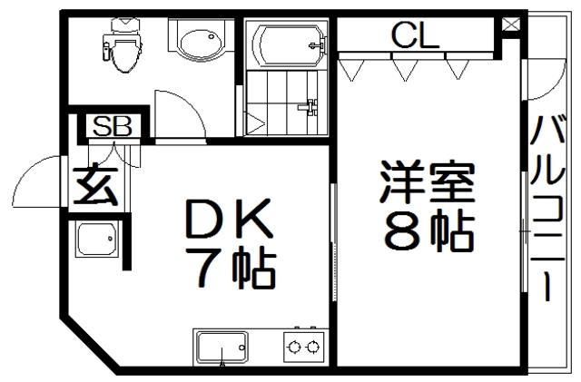 レオンズビル(1DK/7階)の間取り写真