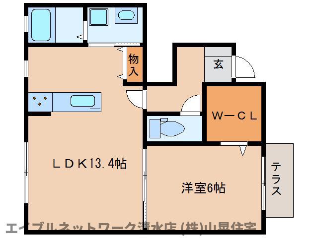 セゾンクレベール D棟(1LDK/1階)の間取り写真