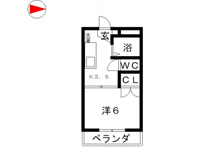 中祥ビル(1K/2階)の間取り写真