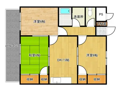 メゾンKS(3DK/3階)の間取り写真