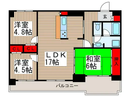 秋津コート(3LDK/4階)の間取り写真