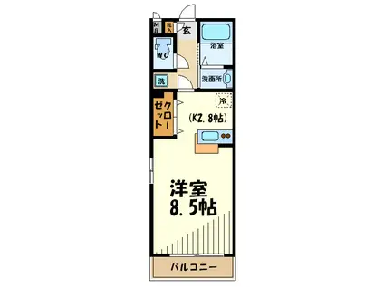 ルーエ弐番館(1K/2階)の間取り写真