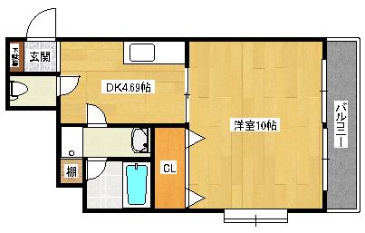 グランドメゾン西本(1DK/6階)の間取り写真