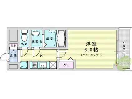 スプランディッド新大阪ウエスト(1K/2階)の間取り写真