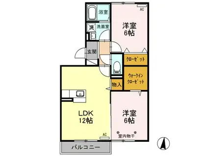 プリモディーネ(2LDK/3階)の間取り写真