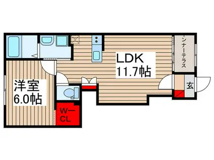 MAISON IRIS CHOU CHOU(1LDK/1階)の間取り写真