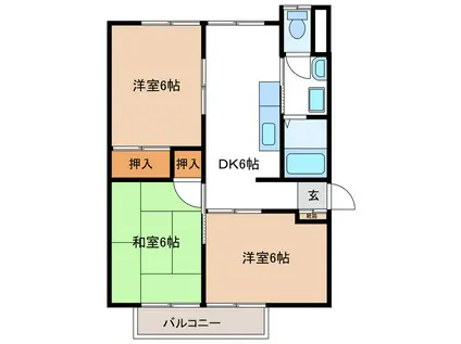 ハイツサンリバー(3DK/2階)の間取り写真