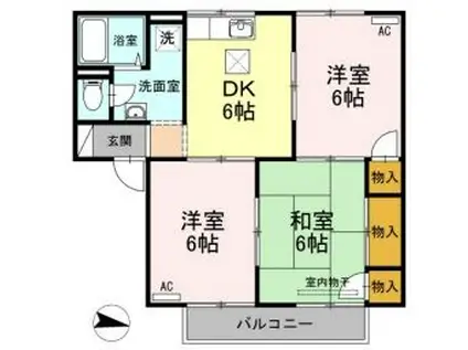 プレジール西島A棟(3DK/1階)の間取り写真