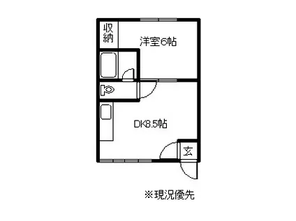 メモリアルパークNAKAMURA(1DK/1階)の間取り写真