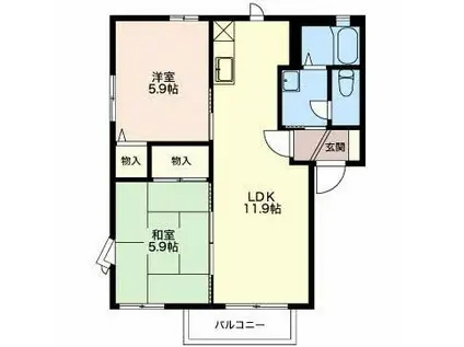 フレグランスリッチC(2LDK/1階)の間取り写真