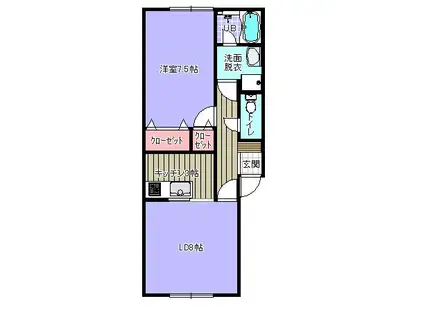 コーポラス・パークタウン(1LDK/1階)の間取り写真