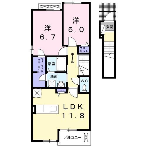 フレミール ヴァン D(2LDK/2階)の間取り写真