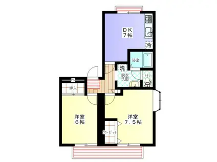 トゥインクル葵A棟(2DK/1階)の間取り写真