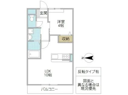 UN JOUR B(1LDK/2階)の間取り写真