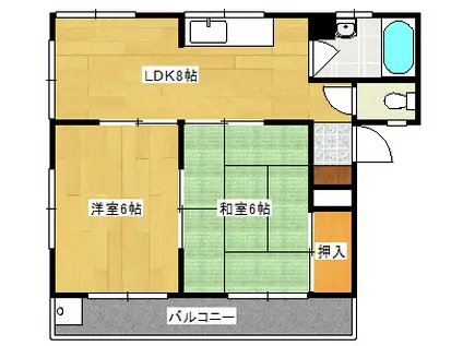 渡辺ビル(2LDK/2階)の間取り写真