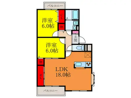 プチ・ロワイヤル(2LDK/3階)の間取り写真