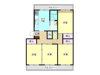 グリーンハイツ(4DK/3階)の間取り写真