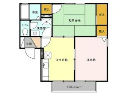 ジュピターズB棟(2DK/2階)の間取り写真