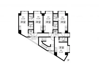 サンハウス箕面(ワンルーム/2階)の間取り写真