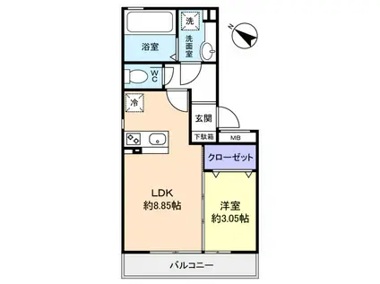 M.A.DII(1LDK/3階)の間取り写真