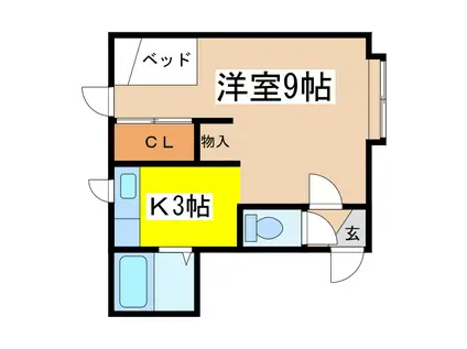 ハイツあわの(1K/1階)の間取り写真