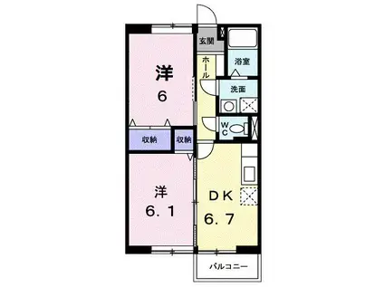 サンモール(2DK/2階)の間取り写真
