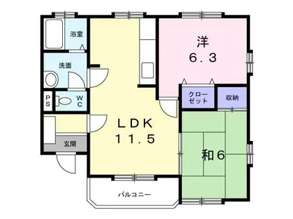 ビレッジ和楽B(2LDK/1階)の間取り写真