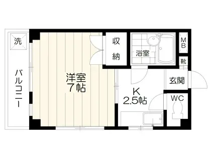 ビアン中川(1K/3階)の間取り写真