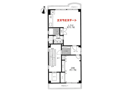 アカカベビル(1LDK/3階)の間取り写真
