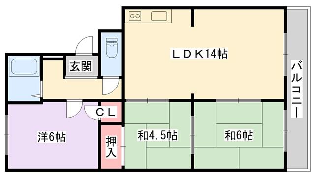 寿マンション(3LDK/1階)の間取り写真