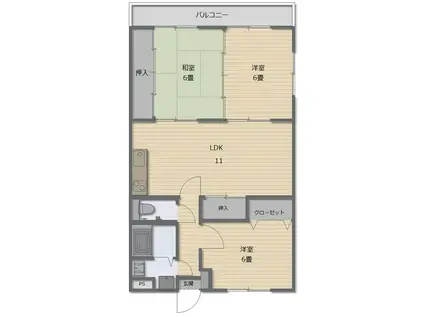 テック藤原(3LDK/1階)の間取り写真