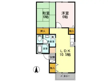 カトルセゾン A棟(2LDK/1階)の間取り写真